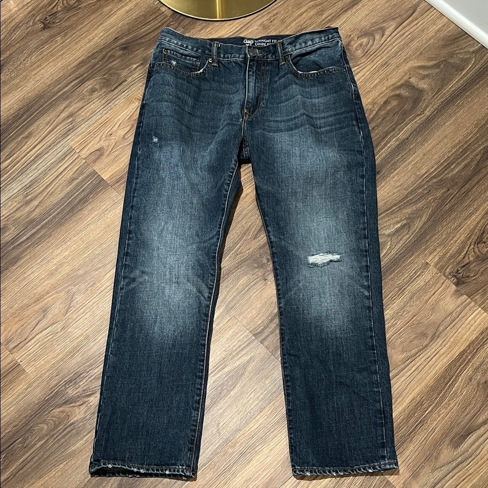 GAP Men's Faded Dark Blue Straight Jeans